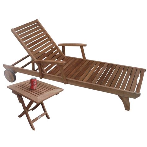 Solid Teak Arm Sun Lounger With Side Table Lp Pt Lifepursue