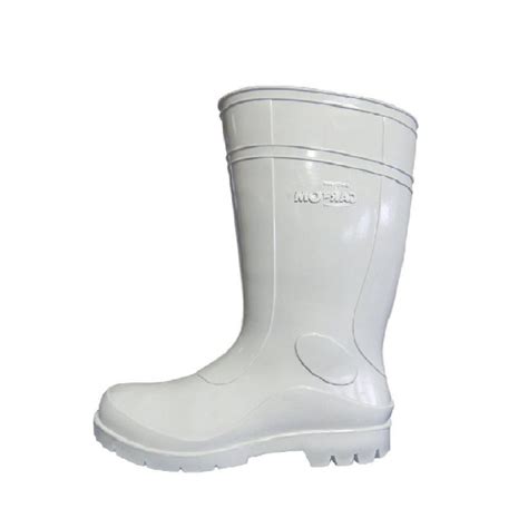 Bota Pvc Branca Cano Médio Forro sem Bico Cartom