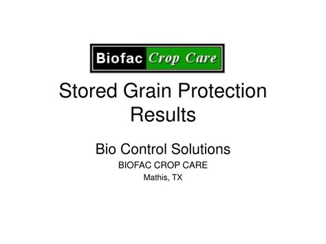 PPT Stored Grain Protection Results PowerPoint Presentation Free