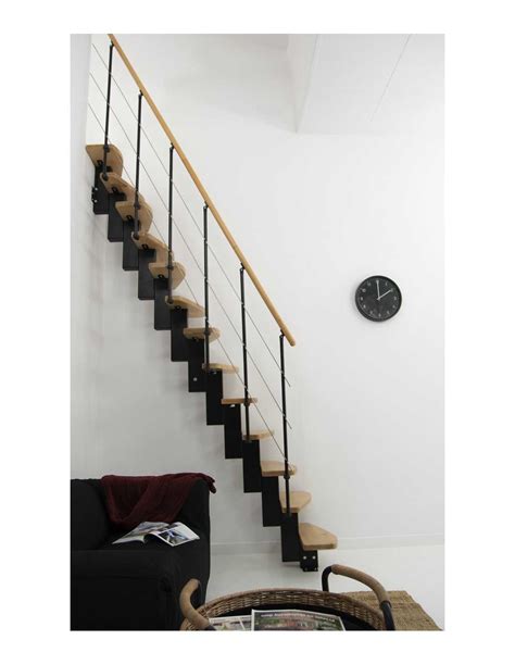 Escalier à pas décalé métal et hêtre Design moderne ajustable