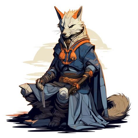 Premium Photo | Illustrated Character Navy Fox God In Armor Concept Art