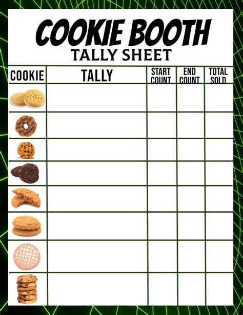 Girl Scout Cookie Booth Tally Sheet Template Postermywall