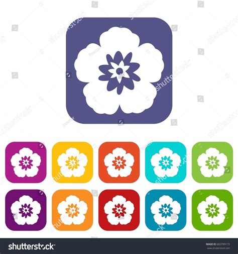 Rose Of Sharon Korean Flower Icons Set Royalty Free Stock Vector