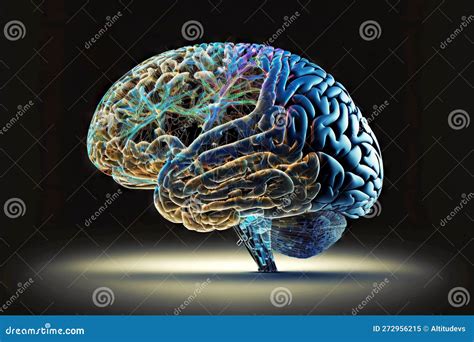 Model of Individual Human Brain in Purple Tones on Dark Background ...