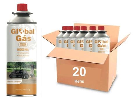 Kit 20 refil cartucho gás butano para maçarico culinário e fogareiro