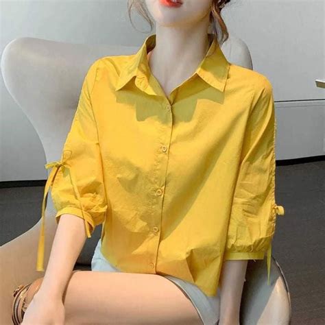 Pin By Hoa Tran On S Mi Korean Fashion Simple Cotton Top Shirt