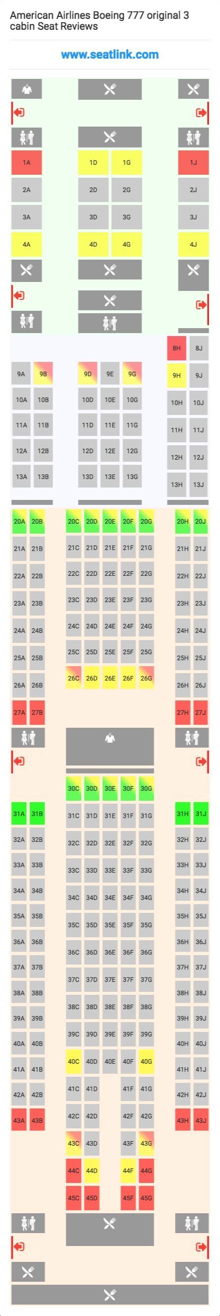 American Airlines Boeing Original Cabin Seat Map Airline