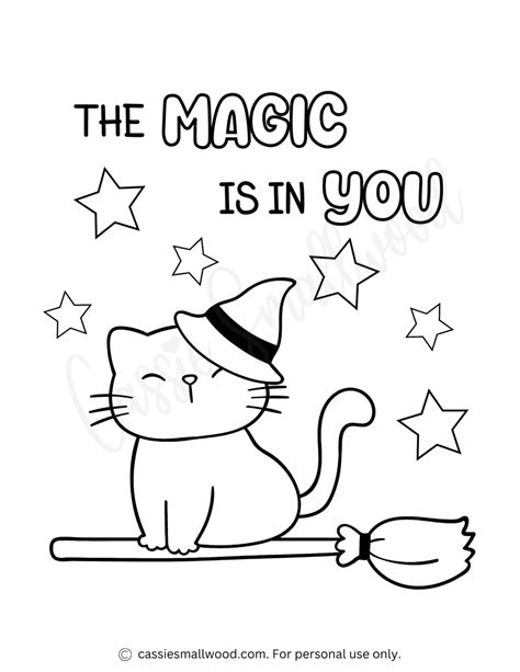 Witch Cat Coloring Sheet Cassie Smallwood