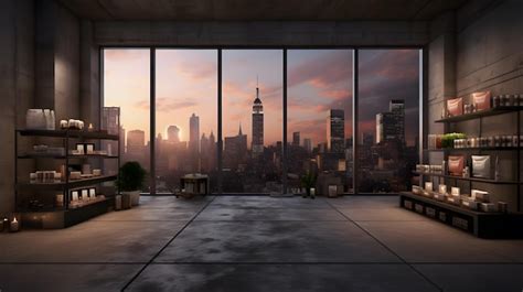 Premium Photo | Space for products showcases in the concrete hallway