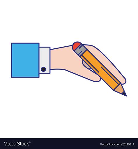 Hand Holding Pencil Royalty Free Vector Image Vectorstock