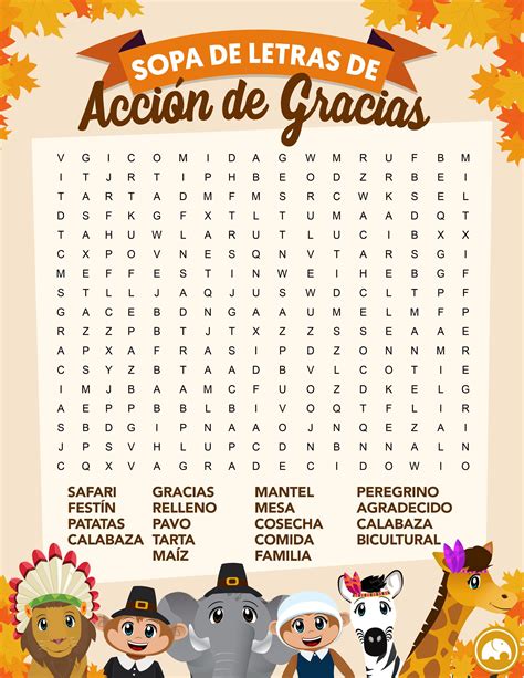 Spanish Thanksgiving Word Search