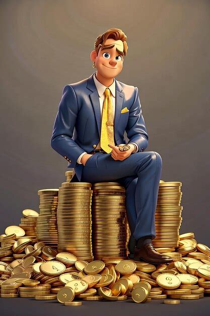 Premium Ai Image Cartoon Character Man Leaning On A Huge Stack Of