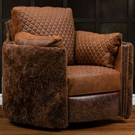 Snyder Bison Leather Swivel Recliner – Texas Leather Western Collection