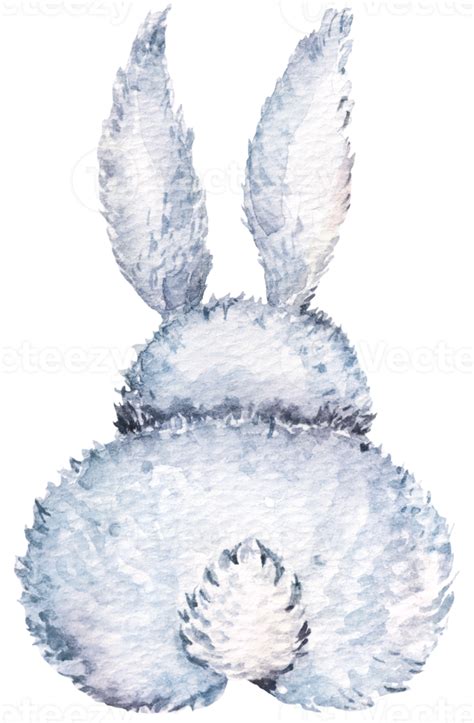 Watercolor Easter Rabbitbunny Illustrationcute Fluffy Grey Rabbit