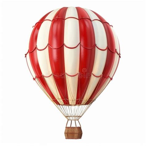 Red And White Striped Hot Air Balloon Isolated On White Background Stock Illustration