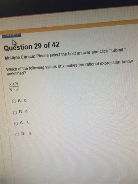 Solved Which Of The Following Values Of X Makes The Rational Chegg