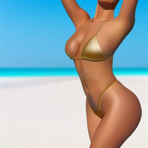Woman In Bikini On The Beach Stock Vector Illustration Of Figure Person 252283541