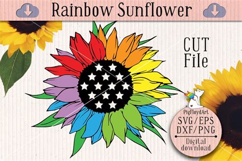 Rainbow Sunflower Svg Sunflower Lgbt Lgbtq Pride Cut File