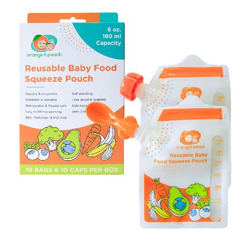 orange  peach reusable baby food squeeze pouch  momzilla ph