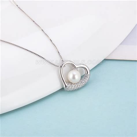 Women 925 Sterling Silver Love Heart Pearl Pendant Fitting Lp Pearl