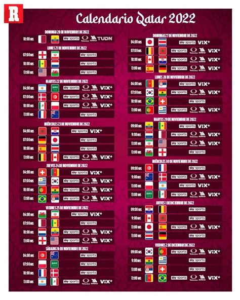 Qatar 2022 Calendario Completo De La Copa Del Mundo Fase De Grupos Y