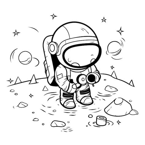 Astronauta En El Espacio Ilustraci N Vectorial En Blanco Y Negro Para