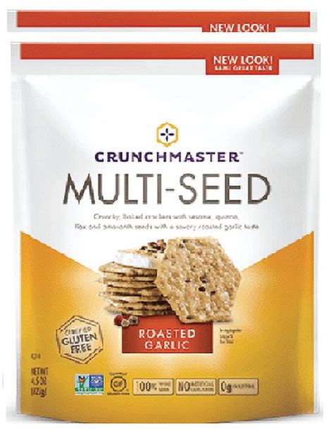 Crunchmaster Multi Seed Crackers Roasted Garlic 4 Oz 2 Packs Made