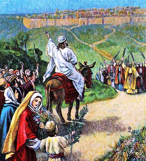 Jesus Rides Donkey Into Jerusalem