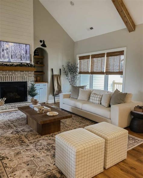 Warm Minimalist Farmhouse Living Room With Modern Accents Soul Lane