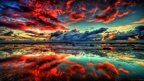 Wallpaper Sunlight Landscape Sunset Sea Water Nature Reflection