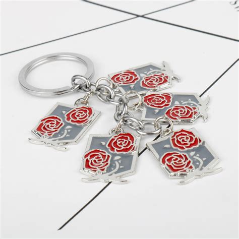 Attack Giant Keychains Anime Attack On Titan Rose Flower Pattern Shield