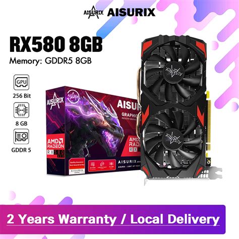 AISURIX RX 580 8GB New Brand Graphics Card GDDR5 Computer GPU Video