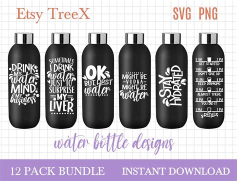 Water Bottle Stickers Svg Bundle By Oxee Drinking Bottle Etsy