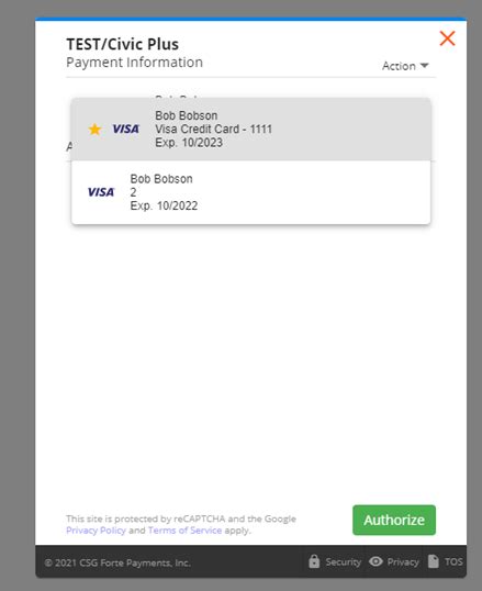 Csg Forte Payment Methods On File Civicplus Platform