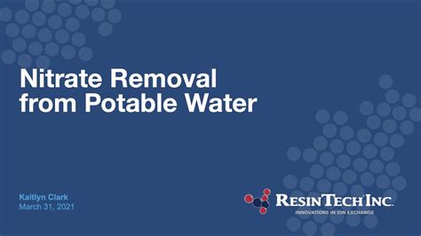 Nitrate Removal From Potable Water Using Ion Exchange Youtube