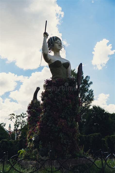 The Statue Of Mermaid Of Warsaw Polish Syrenka Warzawska Symbol Of