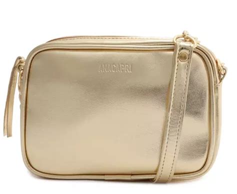 Bolsa bandolera Anacapri CROSSBODY Essencial Pequena diseño liso dorado