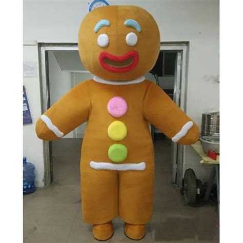 Halloween Gingerbread Man Mascot Costume Suit Party Dress Christmas