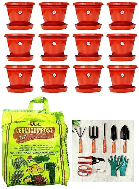 Kraft Seeds Pcs Plastic Gamla Planter Pot With Bottom Plate Tray