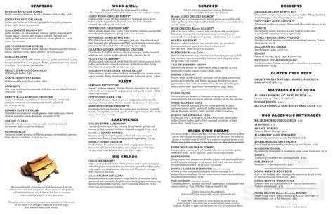 Glacier Brewhouse menu in Anchorage, Alaska, USA
