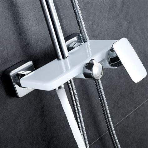 European Modern Copper Shower Sets Hot And Cold Shower Faucet White Silver White