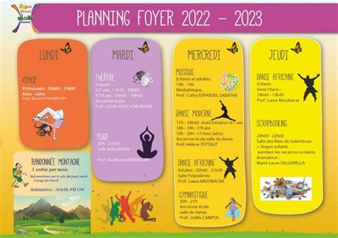 Planning des activités 2022 2023 Foyer Rural de Launac