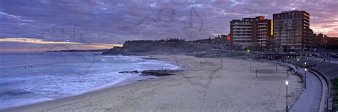 Newcastle Beach Sunset Panoramic Stock Image - High Resolution Photos ...