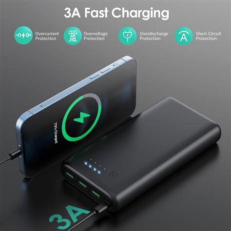 Portable Charger 36800mAh,4 Outputs Power Bank, Dual Input 5V/3A