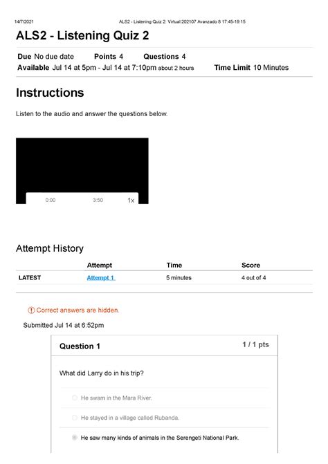 ALS2 Listening Quiz 2 Virtual 202107 Avanzado 8 17 45 19 15 14 7