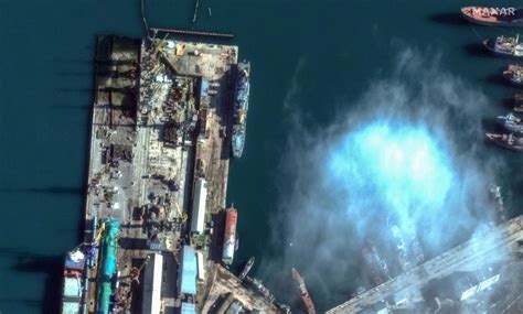 Satellite images show Russian navy ship burning after Ukrainian strike ...