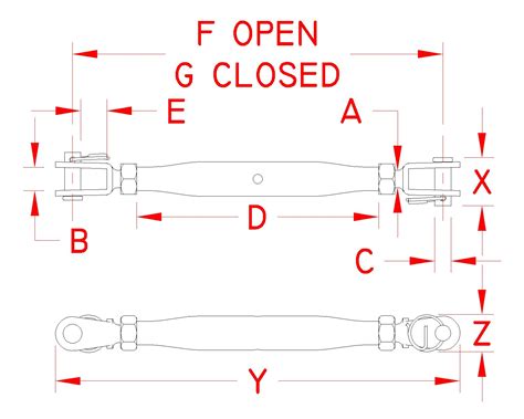 Inch Jaw Jaw Stainless Steel Turnbuckle Closed Body