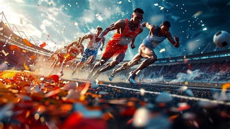 athletes sprint  stadium finish  premium ai generated image