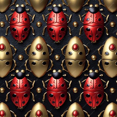 Premium Photo | A close up of a bunch of red and gold ladybugs