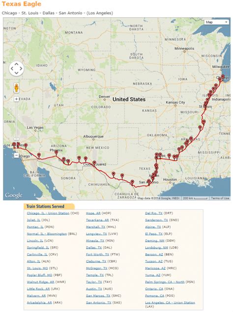 Amtrak Texas Eagle Food Menu